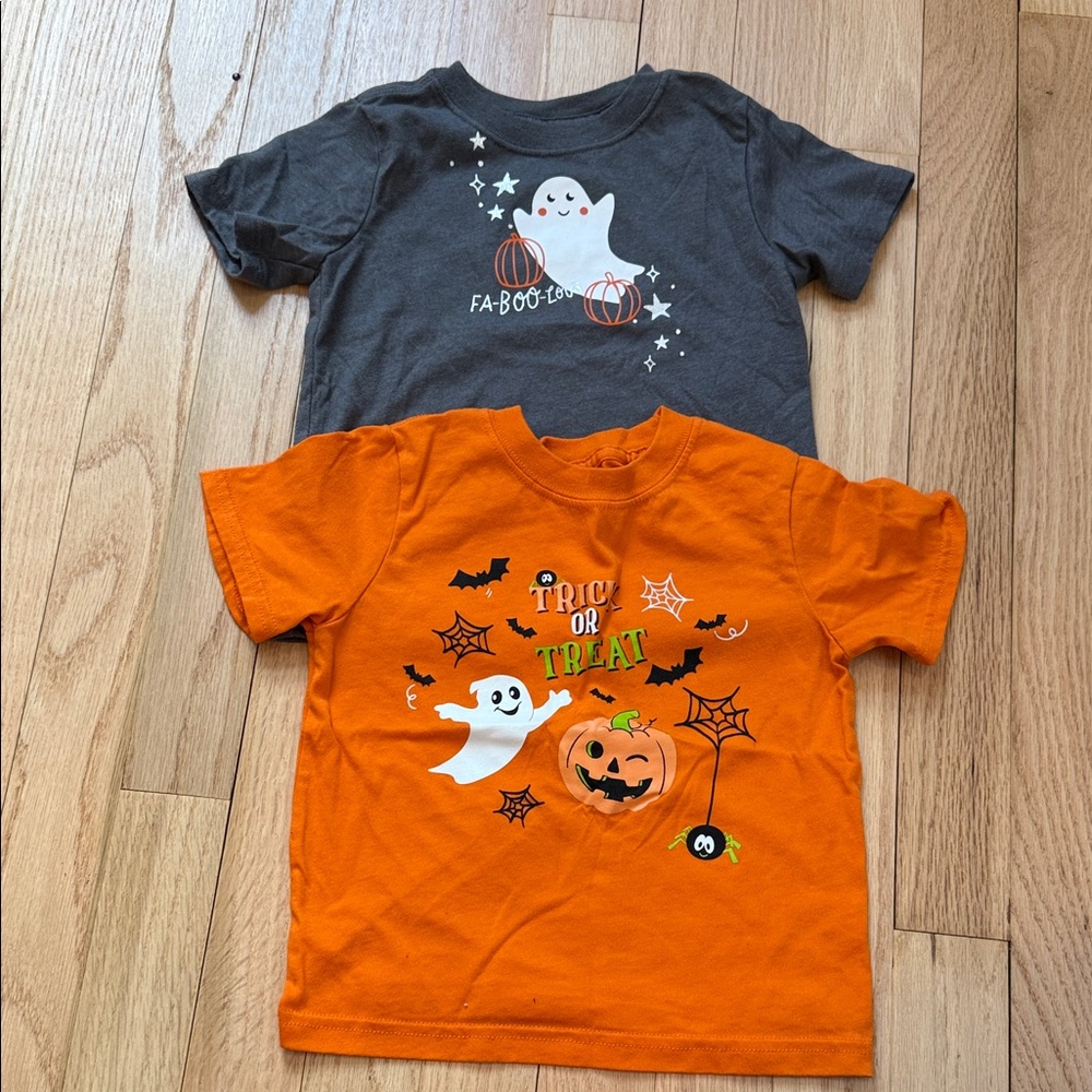 Wonder Nation Gray Orange Halloween Trick or Treat Tees& Ghost & Pumpkin size 2T